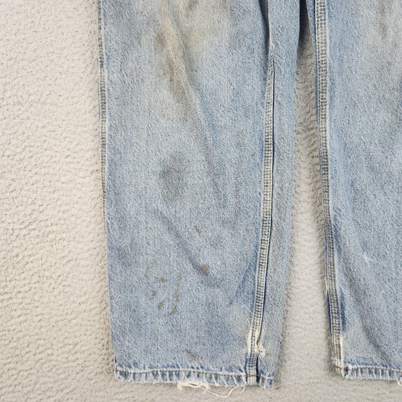 Y2K Carpenter Jeans Mens 34x30 Baggy Loose Workwear DESTROYED Denim THRASHED - Picture 7 of 16